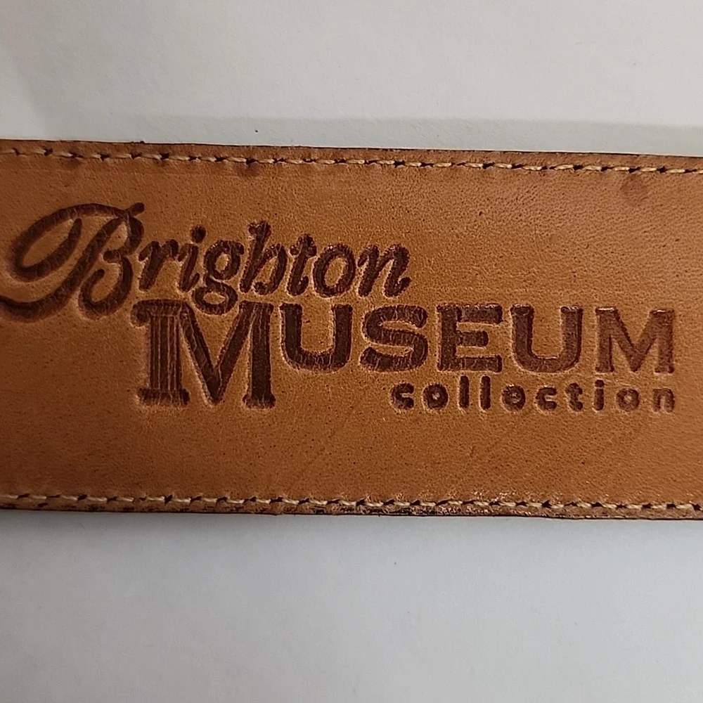 Brighton Museum Collection Black & Silver Unisex Sz L Leather Belt